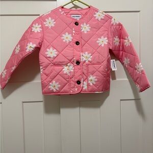 Old Navy Pink Daisy Kids Puffer Jacket